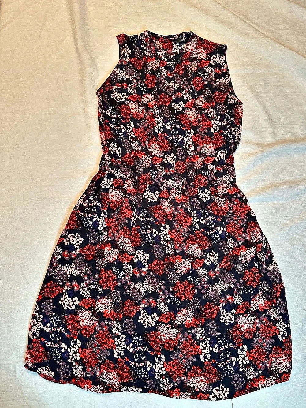 UNIQLO Women's All-Over Floral Print Sleeveless Fit & Flare Dress Black Size M